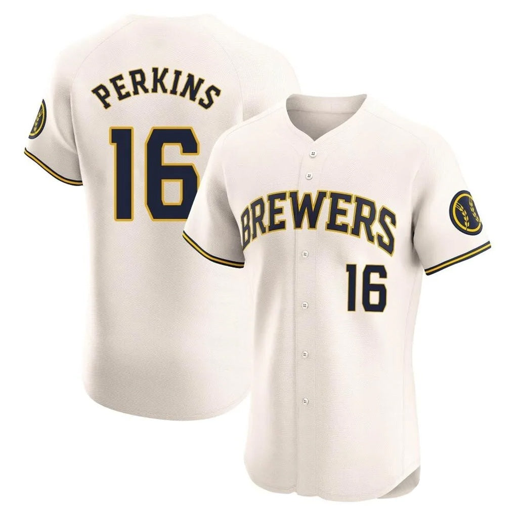 Milwaukee Brewers #16 Blake Perkins Player Cream CONTON Home Limited Elite Stitched Jerseys