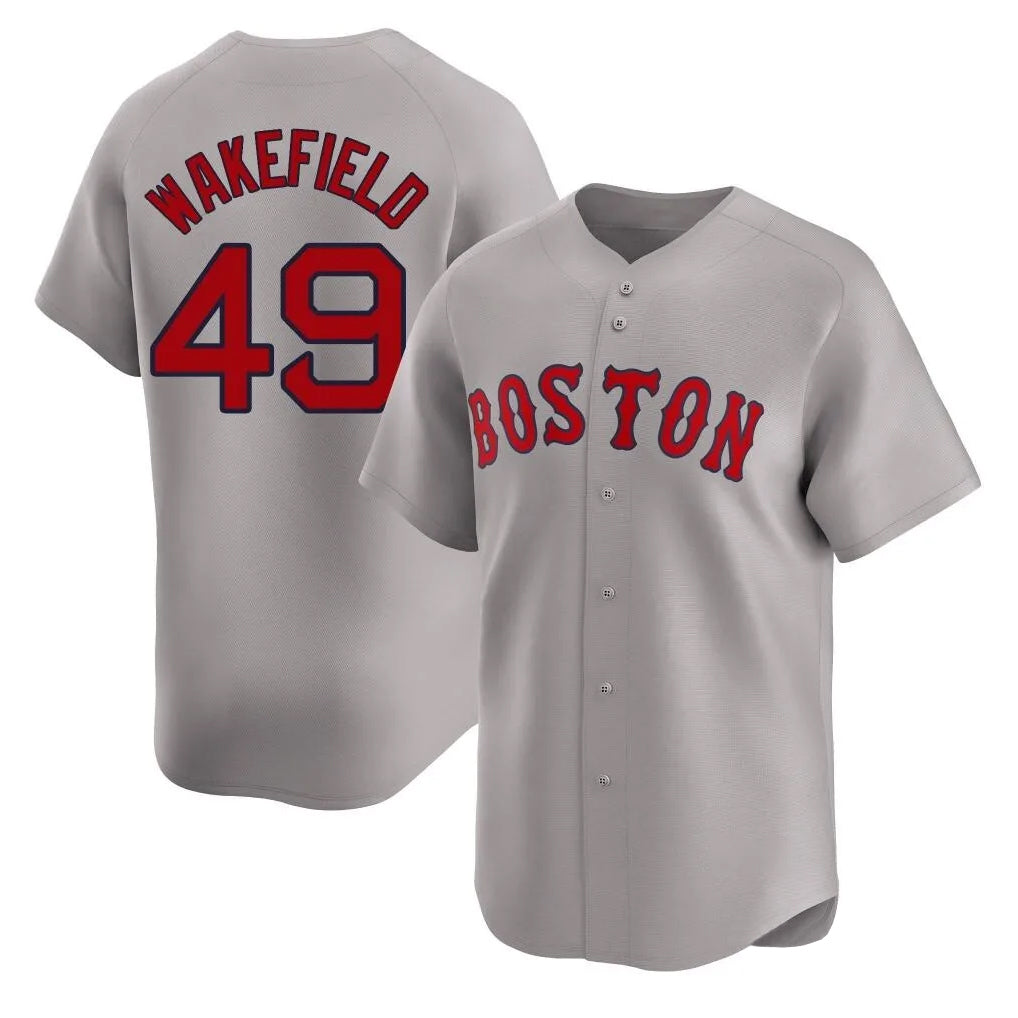 Boston Red Sox #49 Tim Wakefield Player Gray CONTON Road Limited Home Game Stitched Jerseys1