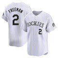Colorado Rockies #2 Tyler Freeman Player White CONTON Limited Home Stitched Jerseys