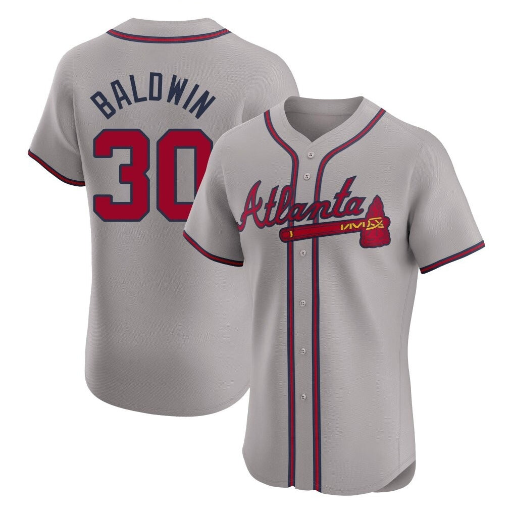 Atlanta Braves #30 Drake Baldwin Player Gray CONTON Limited Elite Home Game Stitched Jerseys
