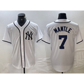 New York Yankees #7 Mickey Mantle White CONTON Fashion Cool Base Jersey