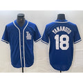 Los Angeles Dodgers #18 Yoshinobu Yamamoto Blue CONTON Cool Base Stitched Jersey