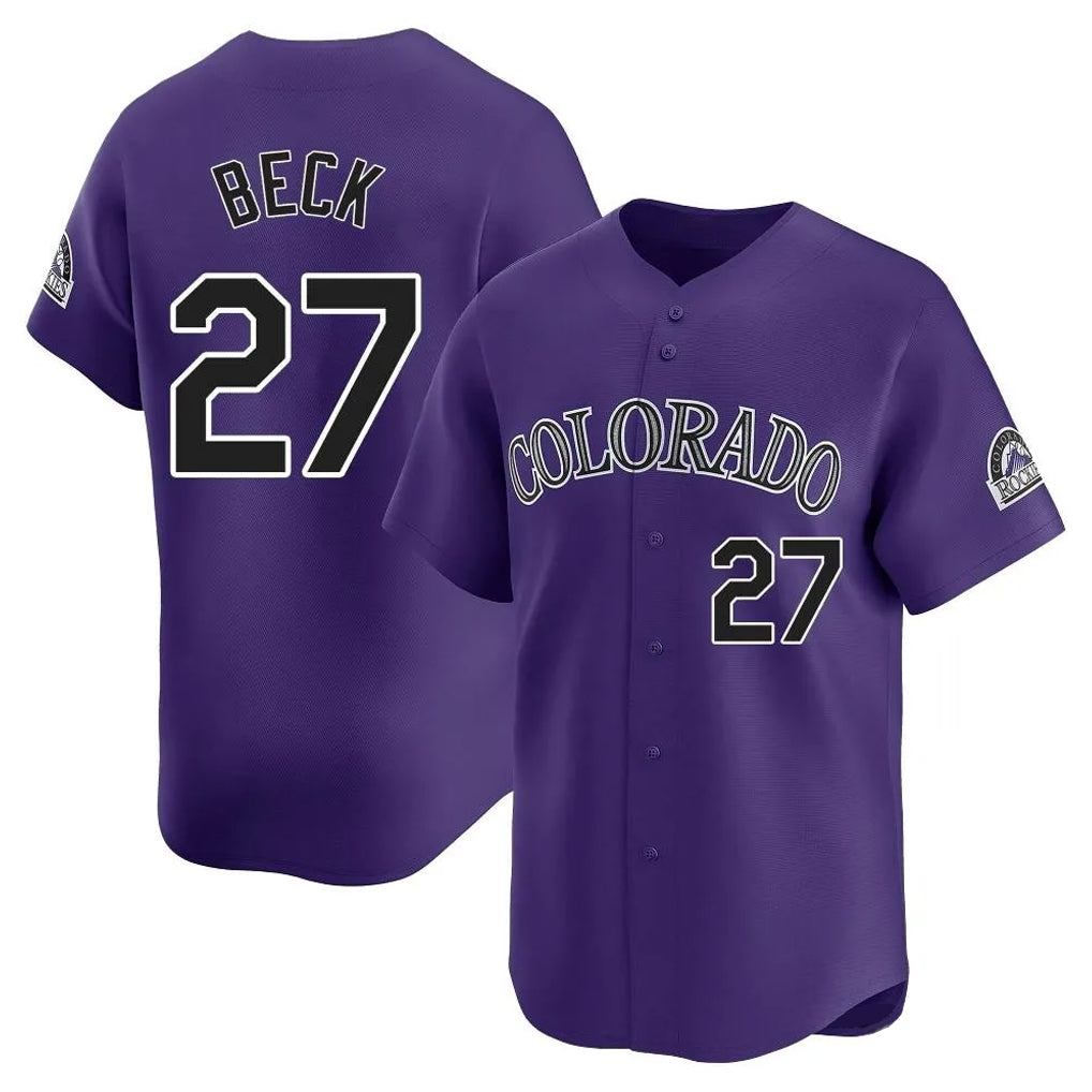 Colorado Rockies #27 Jordan Beck Player Purple CONTON Limited Home Stitched Jerseys