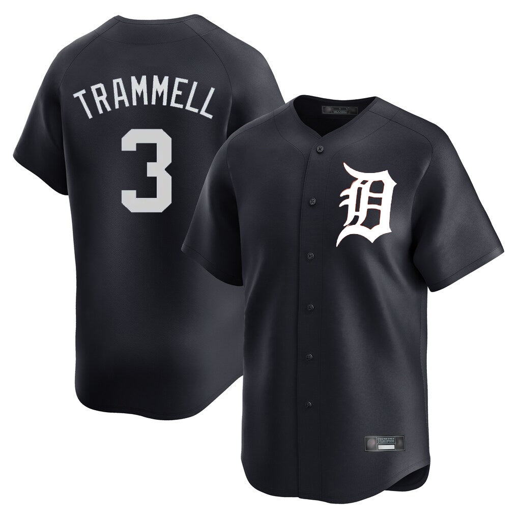 Detroit Tigers #3 Alan Trammell Player Navy CONTON Home Limited Game Stitched Jerseys