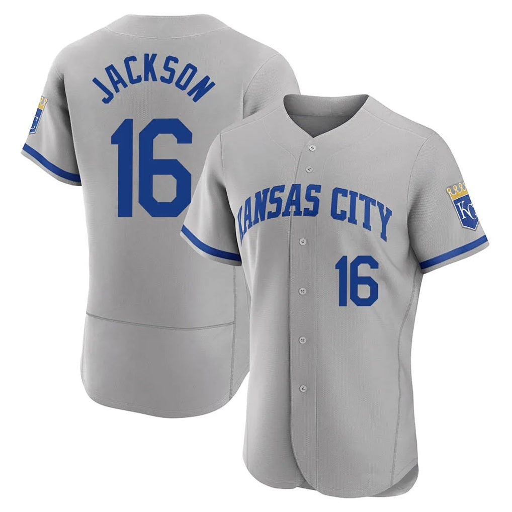 Kansas City Royals #16 Bo Jackson Player Gray CONTON Limited Elite Home Game Stitched Jerseys