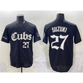 Chicago Cubs #27 Seiya Suzuki Black CONTON 'Gothic North Side Edition' Vapor Premier Limited Stitched Jersey