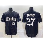 Chicago Cubs #27 Seiya Suzuki Black CONTON 'Gothic North Side Edition' Vapor Premier Limited Stitched Jersey