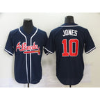 Atlanta Braves #10 Chipper Jones Navy Blue CONTON Stitched Cool Base Jersey