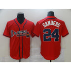 Atlanta Braves #24 Deion Sanders Red CONTON Game Jerseys