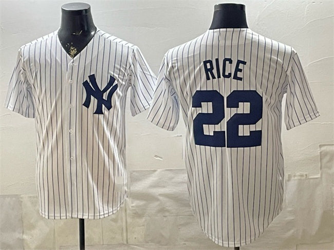 New York Yankees #22 Ben Rice White CONTON Home Stitched Jersey