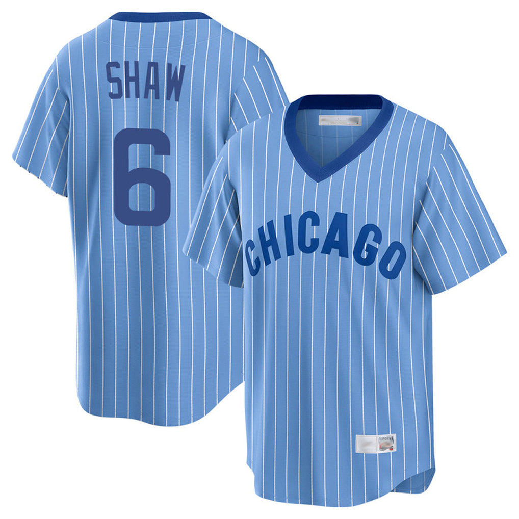 Chicago Cubs #6 Matt Shaw Player Blue CONTON T-shirt Cooperstown Collection Limited Stitched Jerseys