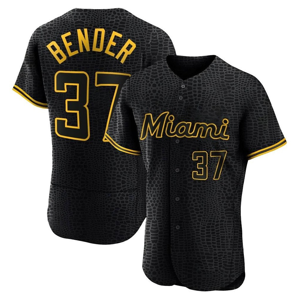 Miami Marlins #37 Anthony Bender Player Black CONTON Snake Skin City Home Limited Elite Stitched Jerseys