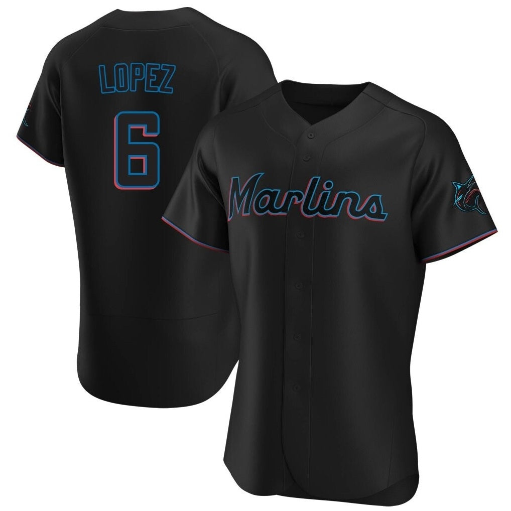 Miami Marlins #6 Otto Lopez Player Black CONTON Home Limited Elite Stitched Jerseys
