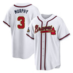 Atlanta Braves #3 Dale Murphy Player White Gold CONTON Home Game Stitched Jerseys