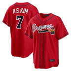 Atlanta Braves #7 Ha-Seong Kim Player Red CONTON Home Game Stitched Jerseys