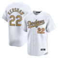 Los Angeles Dodgers #22 Clayton Kershaw Player White Gold CONTON Collection Limited Home Stitched Jerseys
