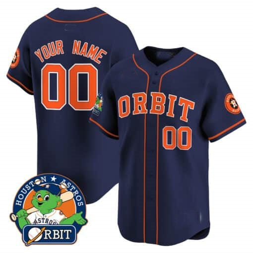 Custom Houston Astros Orbit Patch Vapor Premier Limited Jersey ¨C Navy CONTON