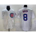 Chicago Cubs #8 Ian Happ White CONTON Cool Base Stitched Jersey