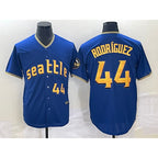 Seattle Mariners #44 Julio Rodriguez Number Blue CONTON 2023 City Connect Cool Base Stitched Jersey