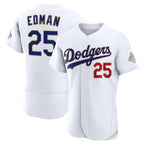 Los Angeles Dodgers #25 Tommy Edman White CONTON 2026 Gold Collection Authentic Jersey