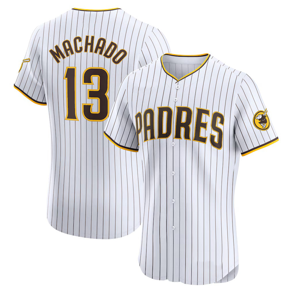 San Diego Padres #13 Manny Machado White CONTON Home Elite Jersey