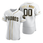 Custom San Diego Padres White CONTON Stitched Flex Base Golden Edition Jersey
