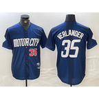 Detroit Tigers #35 Justin Verlander Number Navy CONTON 2024 City Connect Cool Base Limited Stitched Jersey