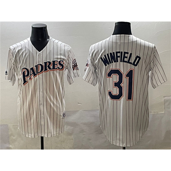 San Diego Padres #31 Dave Winfield White CONTON Throwback With Patch Cool Base Stitched Jersey