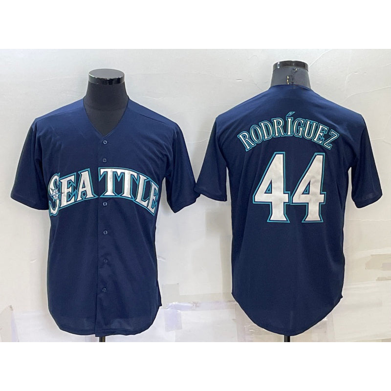 Seattle Mariners #44 Julio Rodriguez Navy Blue CONTON Stitched Cool Base Jersey