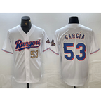 Texas Rangers #53 Adolis Garcia Number White CONTON 2023 World Series Champions Cool Base Jerseys
