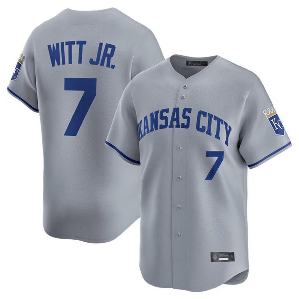Kansas City Royals #7 Bobby Witt Jr. Player Gray CONTON Limited Home Stitched Jerseys