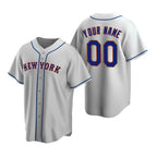 Custom New York Mets Gray CONTON Stitched Cool Base Road Jersey