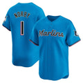 Miami Marlins #1 Connor Norby Player Blue CONTON Home Limited Stitched Jerseys
