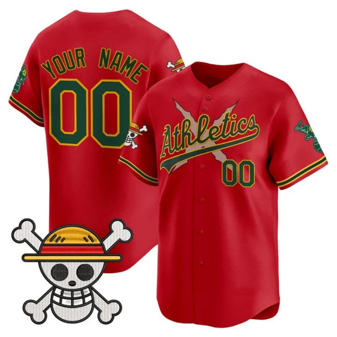 Custom Oakland Athletics x One Piece Red CONTON Vapor Premier Limited Jersey - Stitched