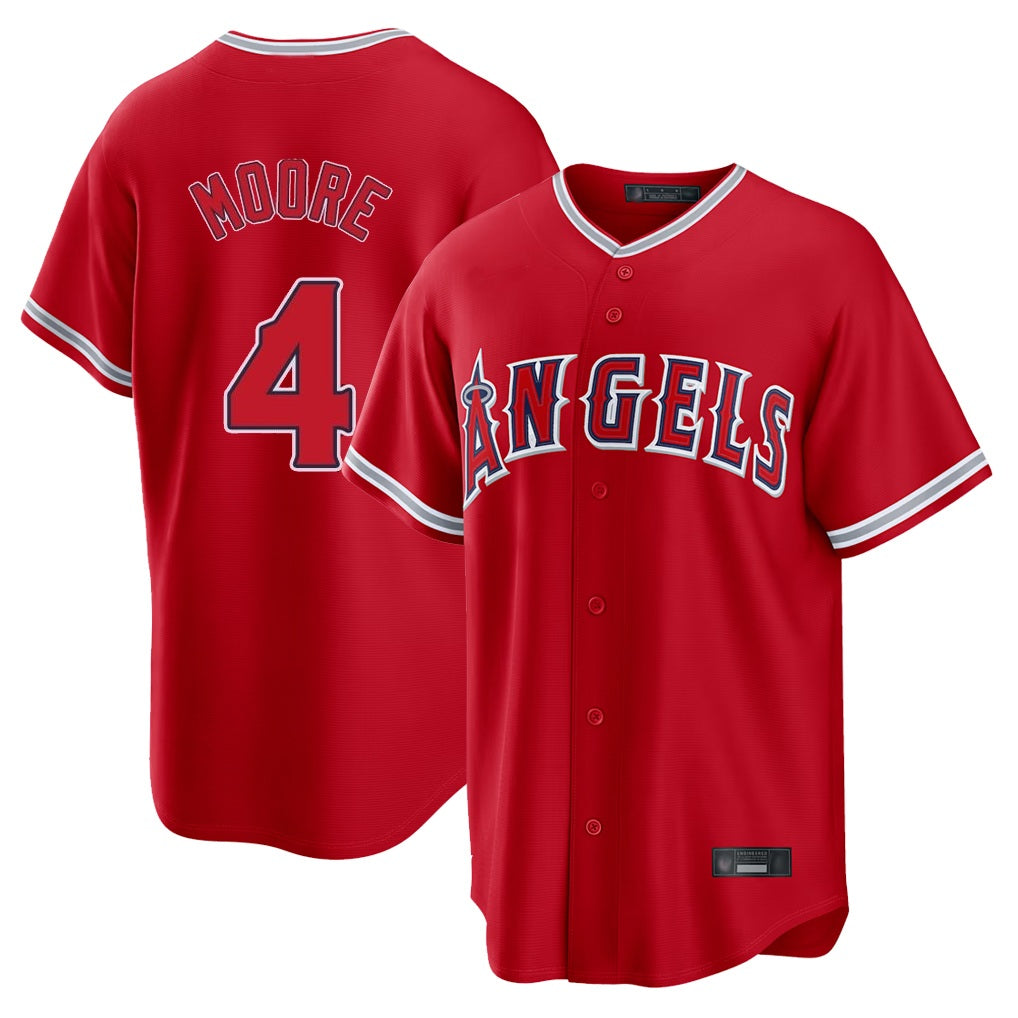Los Angeles Angels #4 Christian Moore Player Red CONTON Home Game Stitched Jerseys