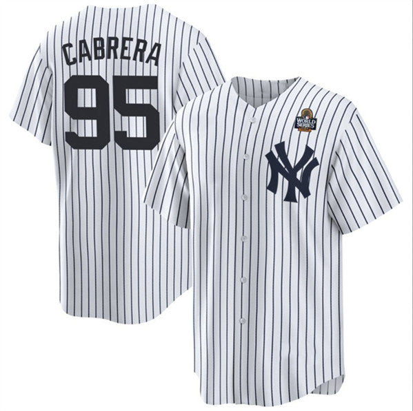 New York Yankees #95 Oswaldo Cabrera White CONTON 2024 World Series Cool Base Stitched Jersey