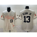 Atlanta Braves #13 Ronald Acuna Jr Cream CONTON 2024 Atliens & Peach With Outkast Patch Vapor Limited Stitched Jersey
