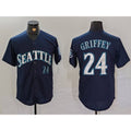 Seattle Mariners #24 Ken Griffey Jr Navy CONTON Cool Base Stitched Jersey