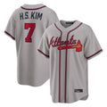 Atlanta Braves #7 Ha-Seong Kim Player Gray CONTON Home Game Stitched Jerseys