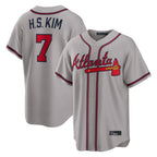 Atlanta Braves #7 Ha-Seong Kim Player Gray CONTON Home Game Stitched Jerseys