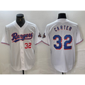 Texas Rangers #32 Evan Carter Number White CONTON 2023 World Series Champions Cool Base Jersey 2