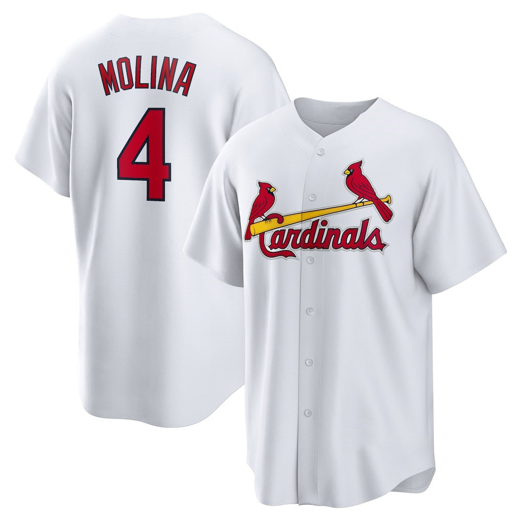 St. Louis Cardinals #4 Yadier Molina White CONTON Home Replica Retired Player Jersey