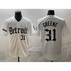 Detroit Tigers #31 Riley Greene White CONTON 'Motor Gothic Edition' Vapor Premier Limited Stitched Jersey