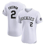 Colorado Rockies #2 Tyler Freeman Player White CONTON Limited Elite Home Stitched Jerseys