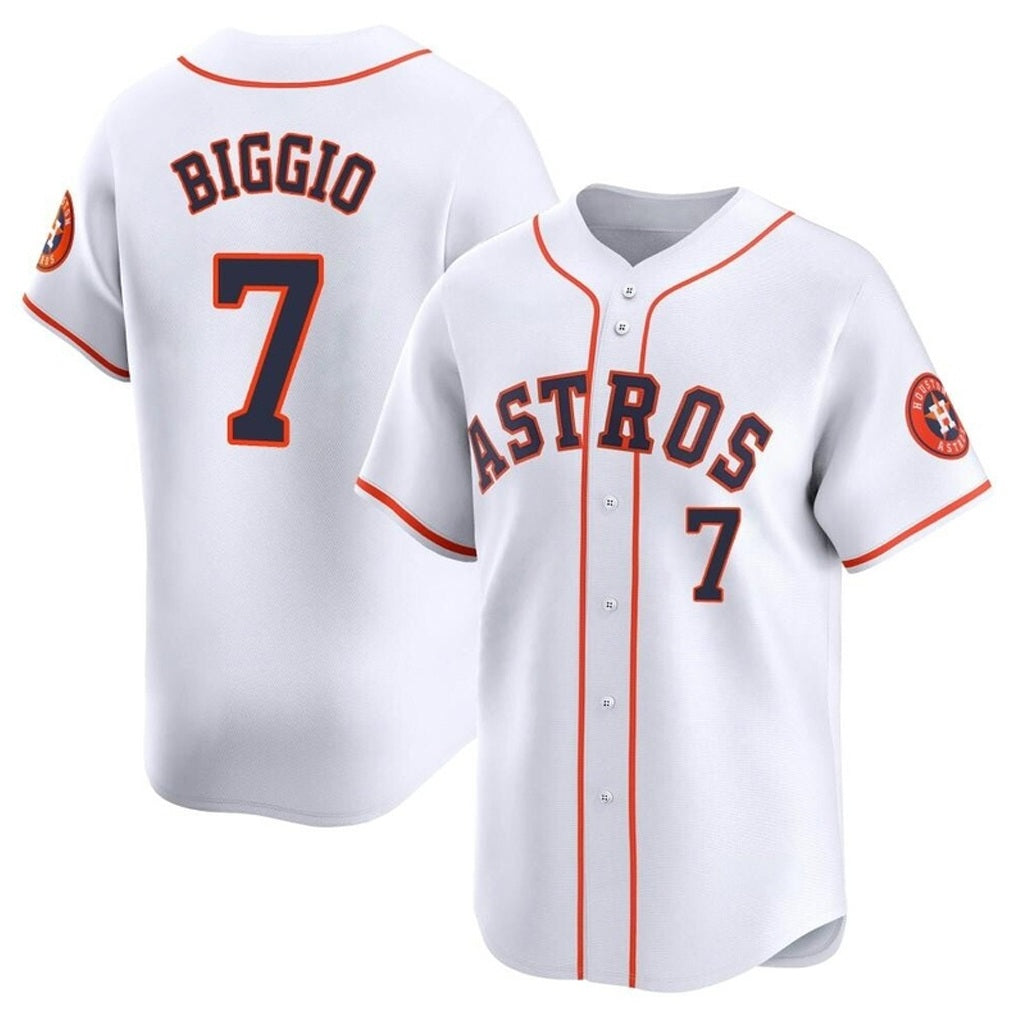 Houston Astros #7 Craig Biggio Player White CONTON Home Limited Stitched Jerseys