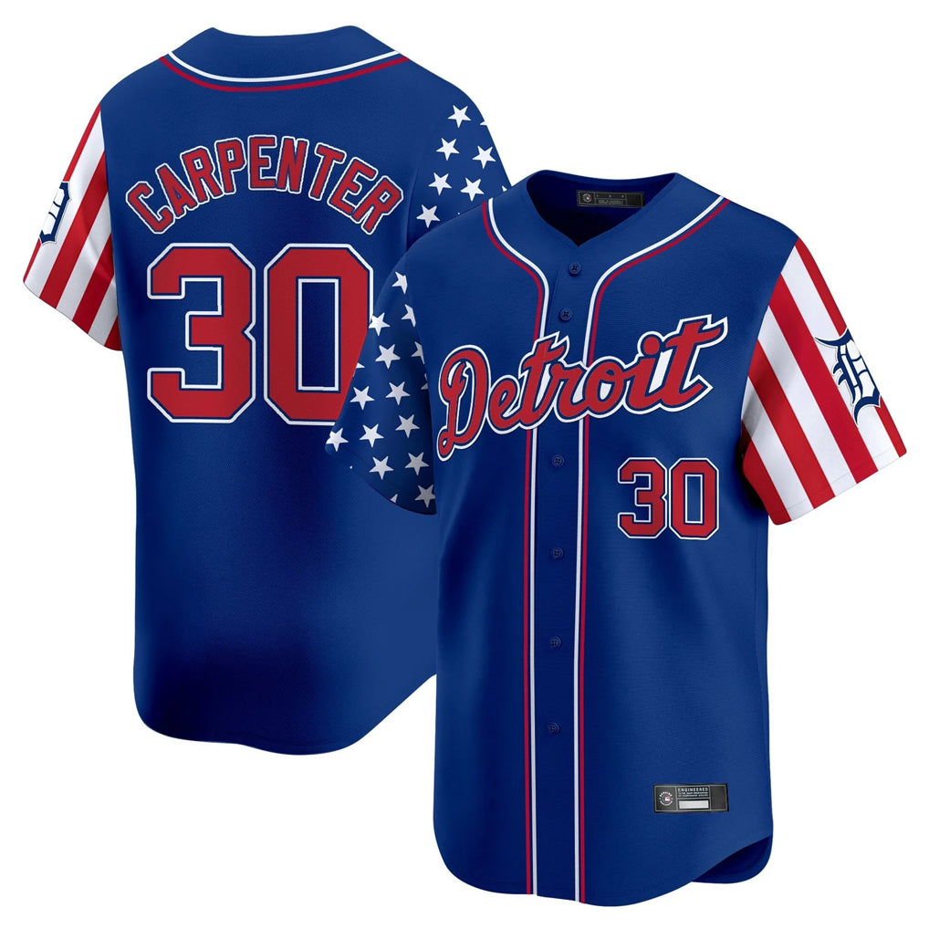 Detroit Tigers #30 Kerry Carpenter Player Royal CONTON Independence Day Vapor Premier Limited Stitched Jerseys