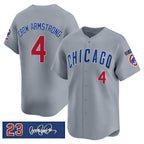 Chicago Cubs #4 Pete Crow-Armstrong Gray CONTON 'Ryne Sandberg Tribute' Vapor Limited V3 Stitched Jersey