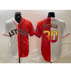 Houston Astros #30 Kyle Tucker White Orange CONTON Split Stitched Jersey 2