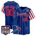 Custom Atlanta Braves America 250 Edition Vapor Premier Limited Royal CONTON Stitched Jerseys