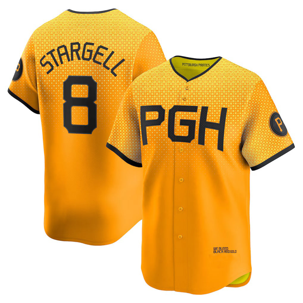 Pittsburgh Pirates #8 Willie Stargell Gold CONTON City Connect Limited Player Jersey
